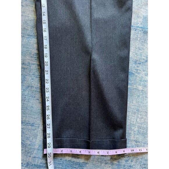 Zanella Charcoal Gray Duncan Pleated Front Cuffed Hem Wool Slacks 42 x 30 - Picture 6 of 7
